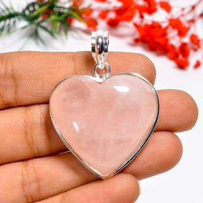 Rose Quartz Heart Pendant & Bracelet Gift Set | Natural Crystal Jewelry Combo for Love, Relationship & Self-Love