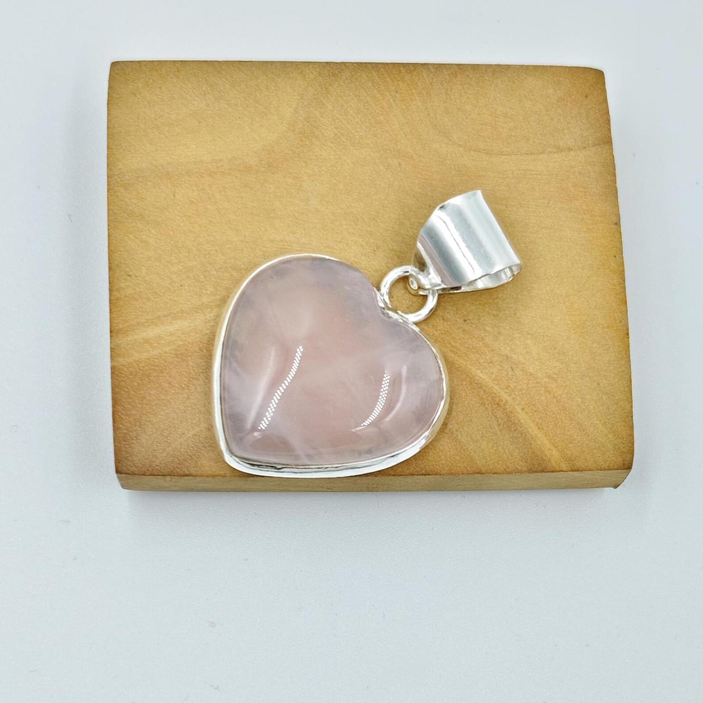 Handmade Rose Quartz Heart Pendant – Silver Coated Natural Pink Gemstone | Symbol of Love | Elegant Gift for Her - ART AKASHA STUDIO