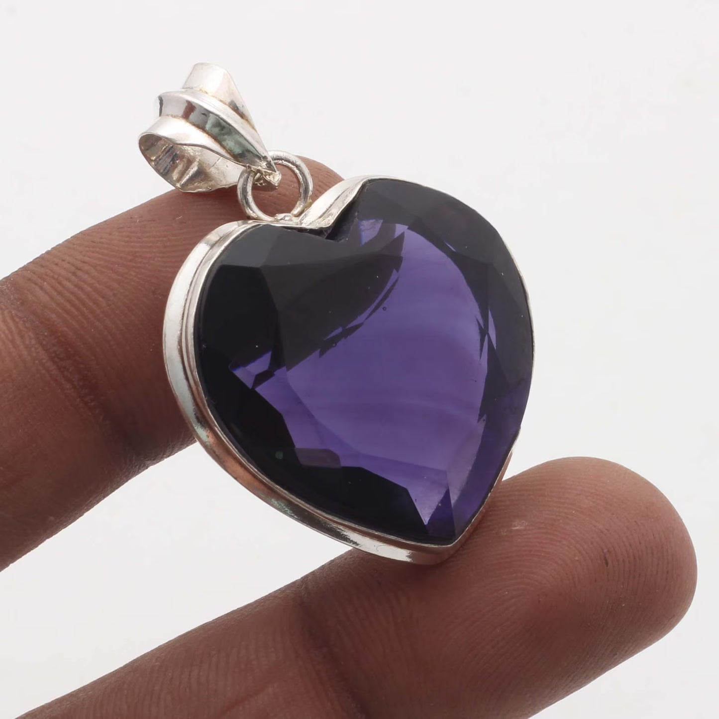Handmade Amethyst Heart Shaped Pendant – Silver Plated  Natural Purple Gemstone | Healing Crystal Jewelry | Elegant Gift for Her - ART AKASHA STUDIO