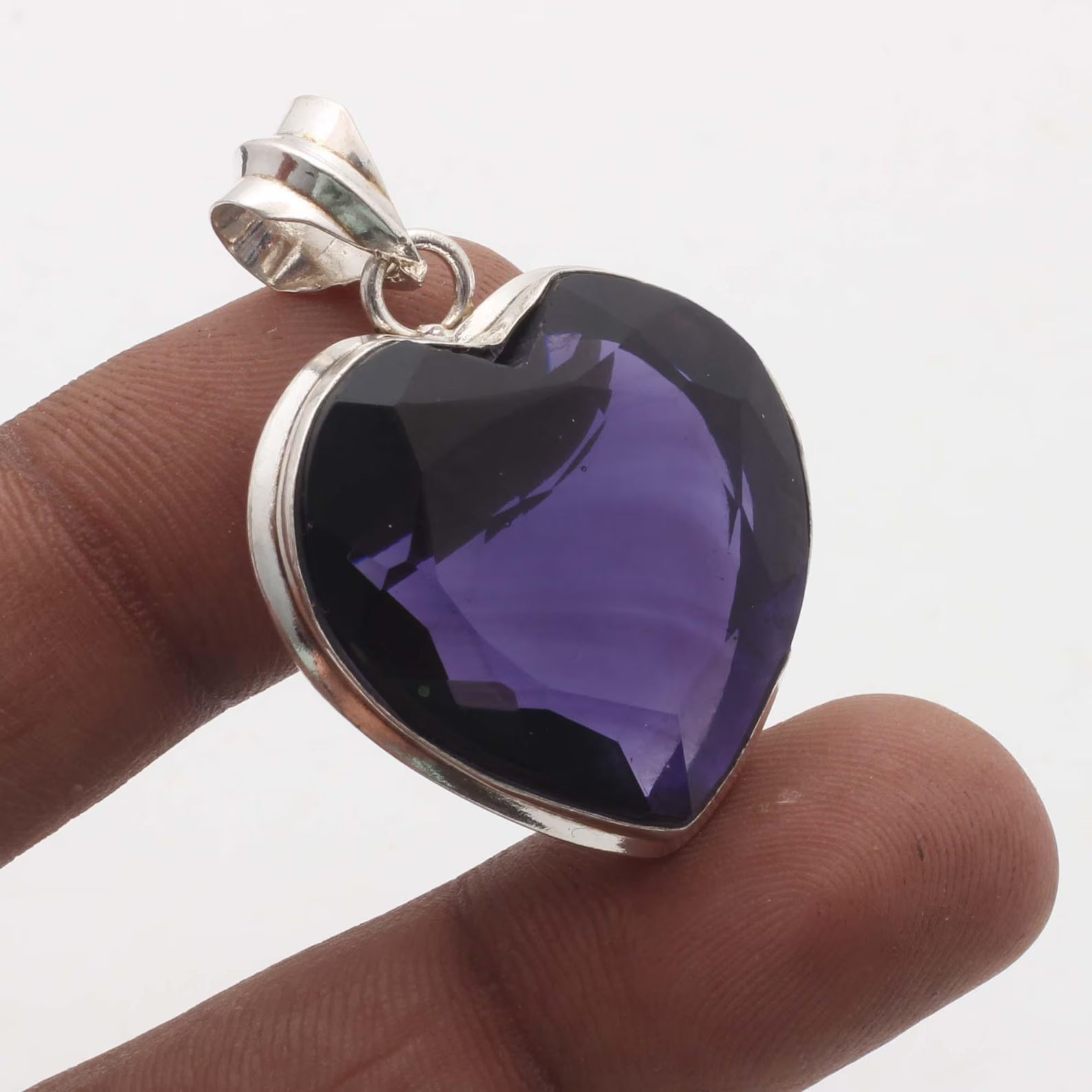 Handmade Amethyst Heart Shaped Pendant – Silver Plated  Natural Purple Gemstone | Healing Crystal Jewelry | Elegant Gift for Her - ART AKASHA STUDIO