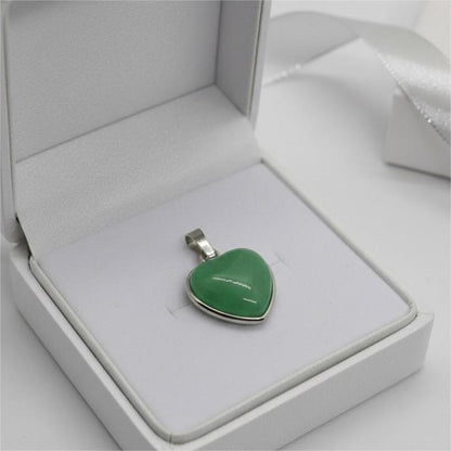 Green Aventurine Heart Pendant – Silver Plated  Certified Natural Crystal | Good Luck Stone | Healing Gemstone Jewelry - ART AKASHA STUDIO