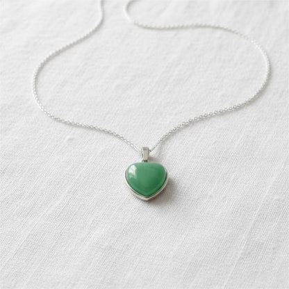 Green Aventurine Heart Pendant – Silver Plated  Certified Natural Crystal | Good Luck Stone | Healing Gemstone Jewelry - ART AKASHA STUDIO