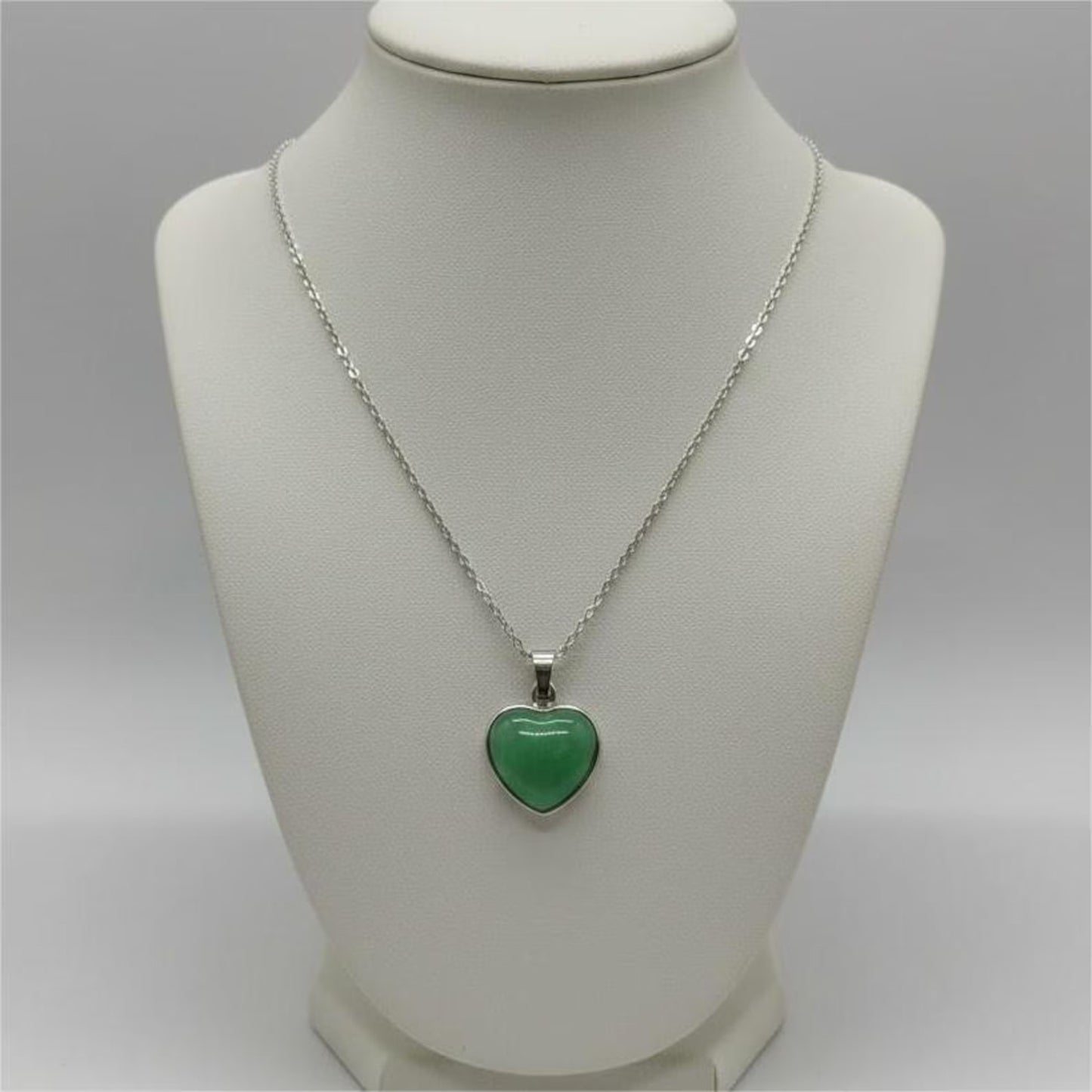Green Aventurine Heart Pendant – Silver Plated  Certified Natural Crystal | Good Luck Stone | Healing Gemstone Jewelry - ART AKASHA STUDIO