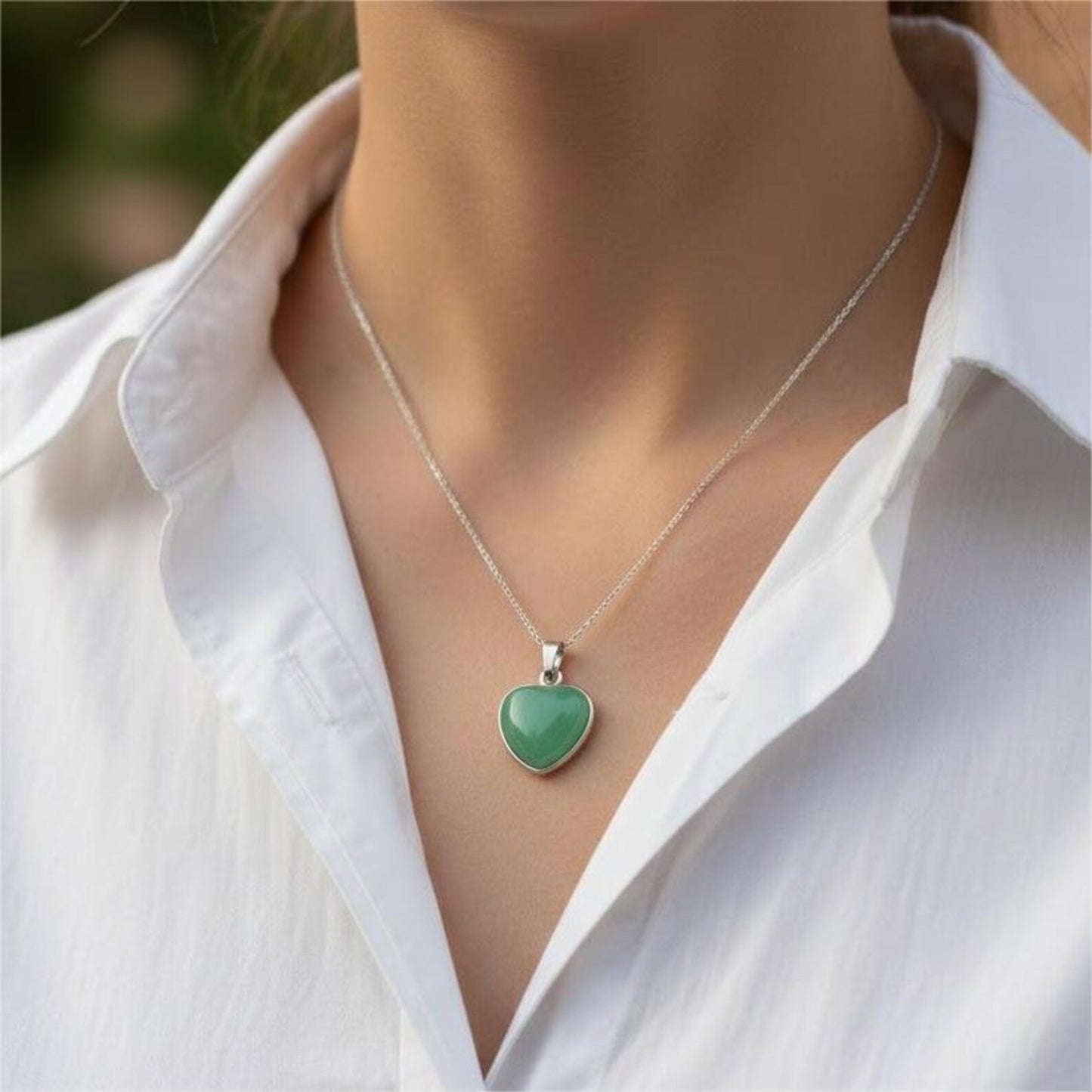 Green Aventurine Heart Pendant – Silver Plated  Certified Natural Crystal | Good Luck Stone | Healing Gemstone Jewelry - ART AKASHA STUDIO
