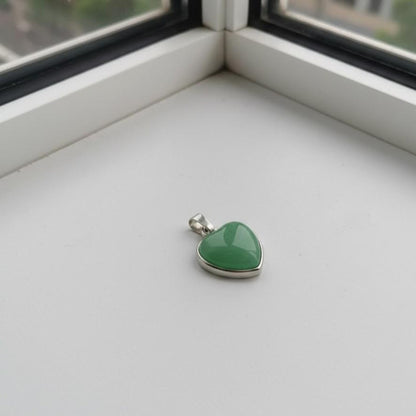 Green Aventurine Heart Pendant – Silver Plated  Certified Natural Crystal | Good Luck Stone | Healing Gemstone Jewelry - ART AKASHA STUDIO