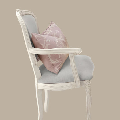 Sahaj Hast Stylish Carver Chair with Neutral Linen Upholstery – Rococo Design