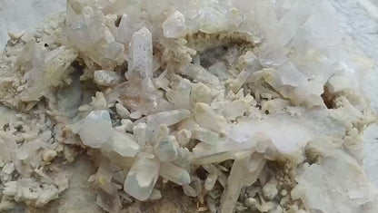 Natural Clear Quartz Crystal Cluster on Matrix – AAA Grade Raw Mineral Specimen