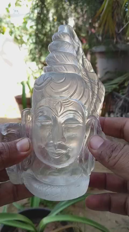 Natural Clear Quartz Shiva Statue – 90% Clear Crystal | 5.5 Inch | 718g