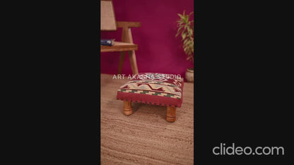 Handcrafted Bohemian Ottoman with Intricate Pattern