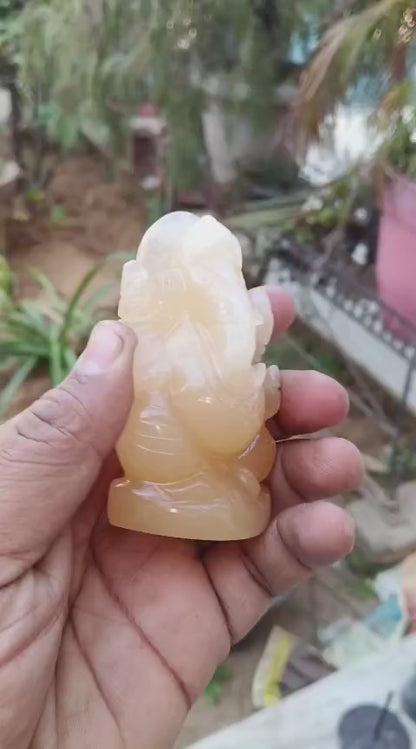 Yellow Aventurine Stone Religious Idol – Lord Ganesha (2–2.5 Inch)